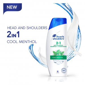 Head & Shoulders 2-in-1 Cool Menthol Anti Dandruff Shampoo + Conditioner for Women & Men, 180ML