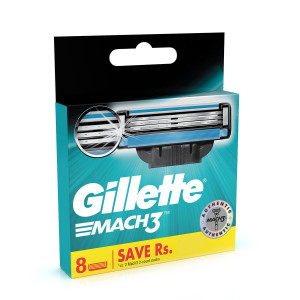 Gillette Mach3 Shaving 3-Bladed Cartridges Pack of 8