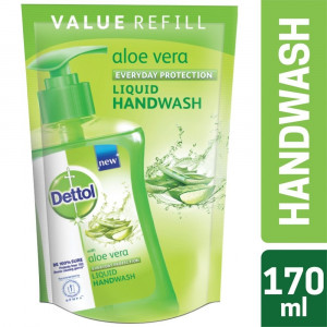 Dettol Handwash Aloe Vera 170ml Refill, Liquid Soap with Aloe Vera Extract