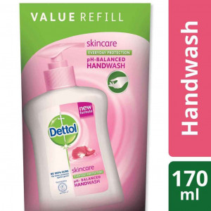 Dettol Handwash Skincare 170ml Refill, pH-Balanced Liquid Soap with Moisturizers