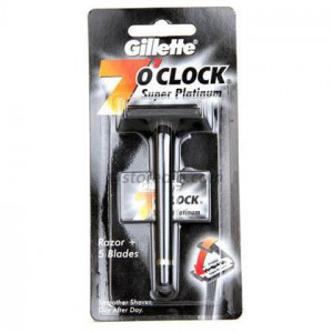 Gillette 7 O Clock Super Platinum Razor(1 Razor +2 Blades Free)