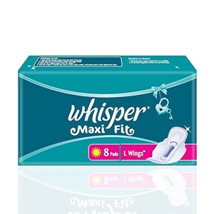 Whisper Maxi fit Wings Sanitary Pads for Women, Large, 8 Napkins