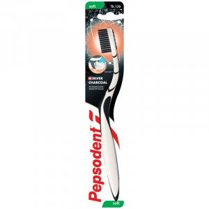 Pepsodent Toothbrush Silver Charcoal Soft