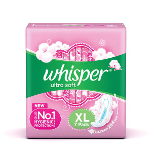 Whisper Ultra Softs Air Fresh Sanitary Pads for Women, XL 7 Napkins