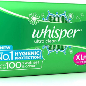 Whisper Ultra Clean Wings Sanitary Pads for Women, XL