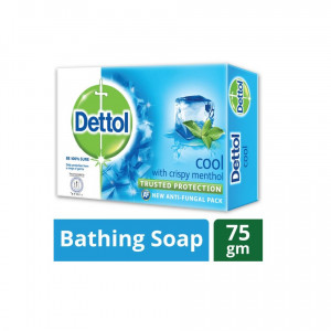 Dettol Soap Cool 75gm Bathing Bar, Soap with Crispy Menthol
